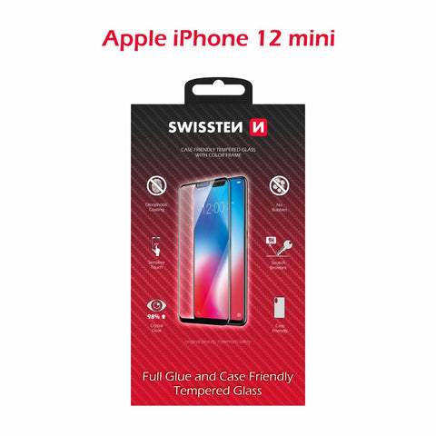 Verre Trempé Swissten iPhone 12 Mini - Full Glue - Noir
