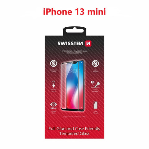 Verre Trempé Swissten iPhone 13 Mini - Full Glue - Noir