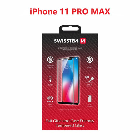 Verre Trempé Swissten iPhone 11 Pro Max - Full Glue - Noir