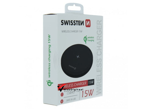 Swissten Wireless Charger - 15W Black Opladers